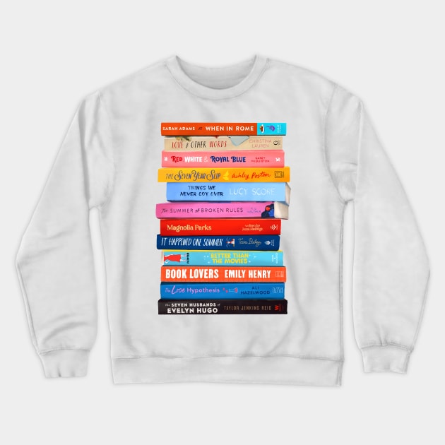 Romance Book Stack Booktok Crewneck Sweatshirt by Hanneliza